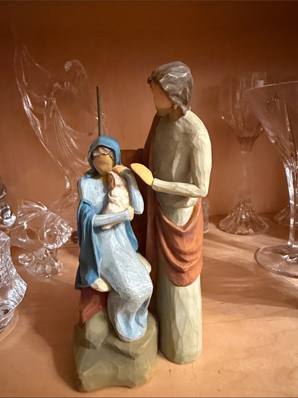 Willow tree Blue & Beige Nativity Figurine Set “ The  Holy  Family“